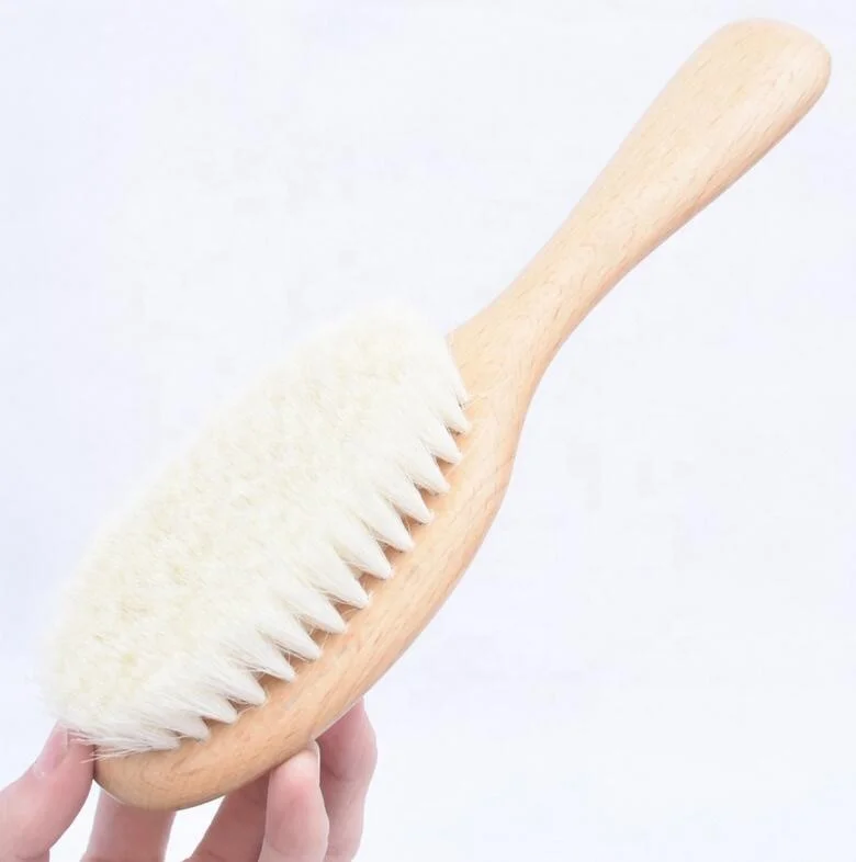 Yaeshii Best Quality  Wood Hair Baby Brush  Eco-friendly Material 100% Natural Goats Hair Baby Brush wood hair brush