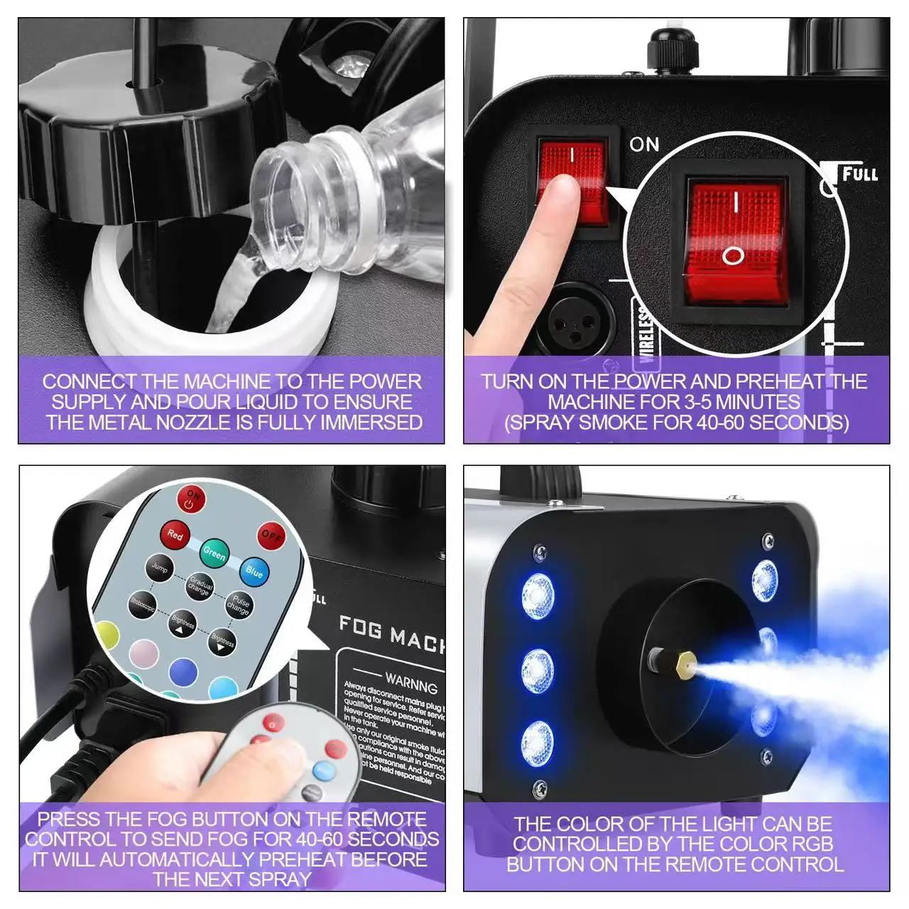 1200W Stage Light Fog Machine,Stage Light Smoke Haze Generator,Remote Controlled Stage Effect Equipment