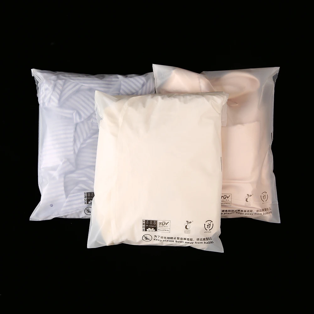 Manufacturer Custom Frost 100% Compostable Waterproof Self-Adhesive Bags Clothing Packaging