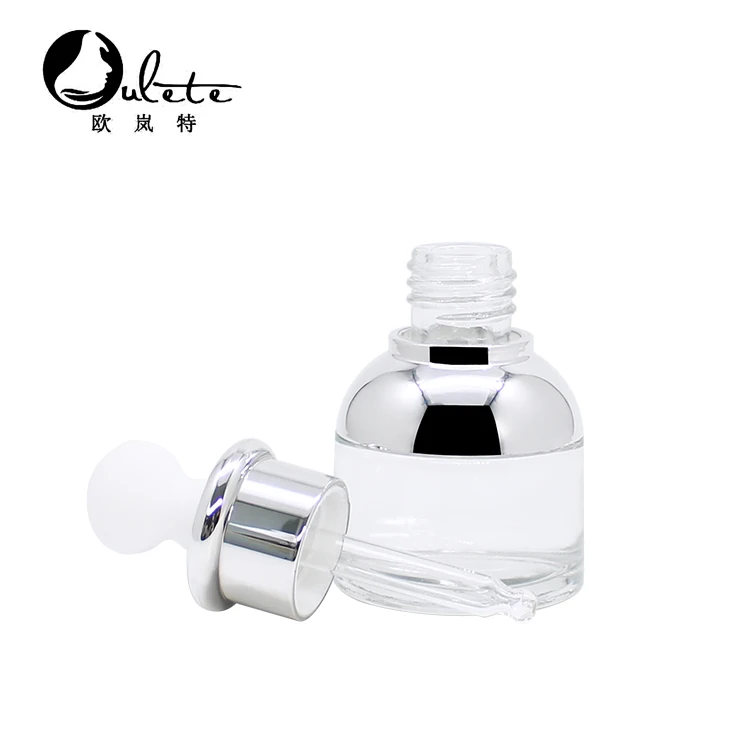 
new design cosmetic silver glass dropper serum bottle for essential oil with perfume 