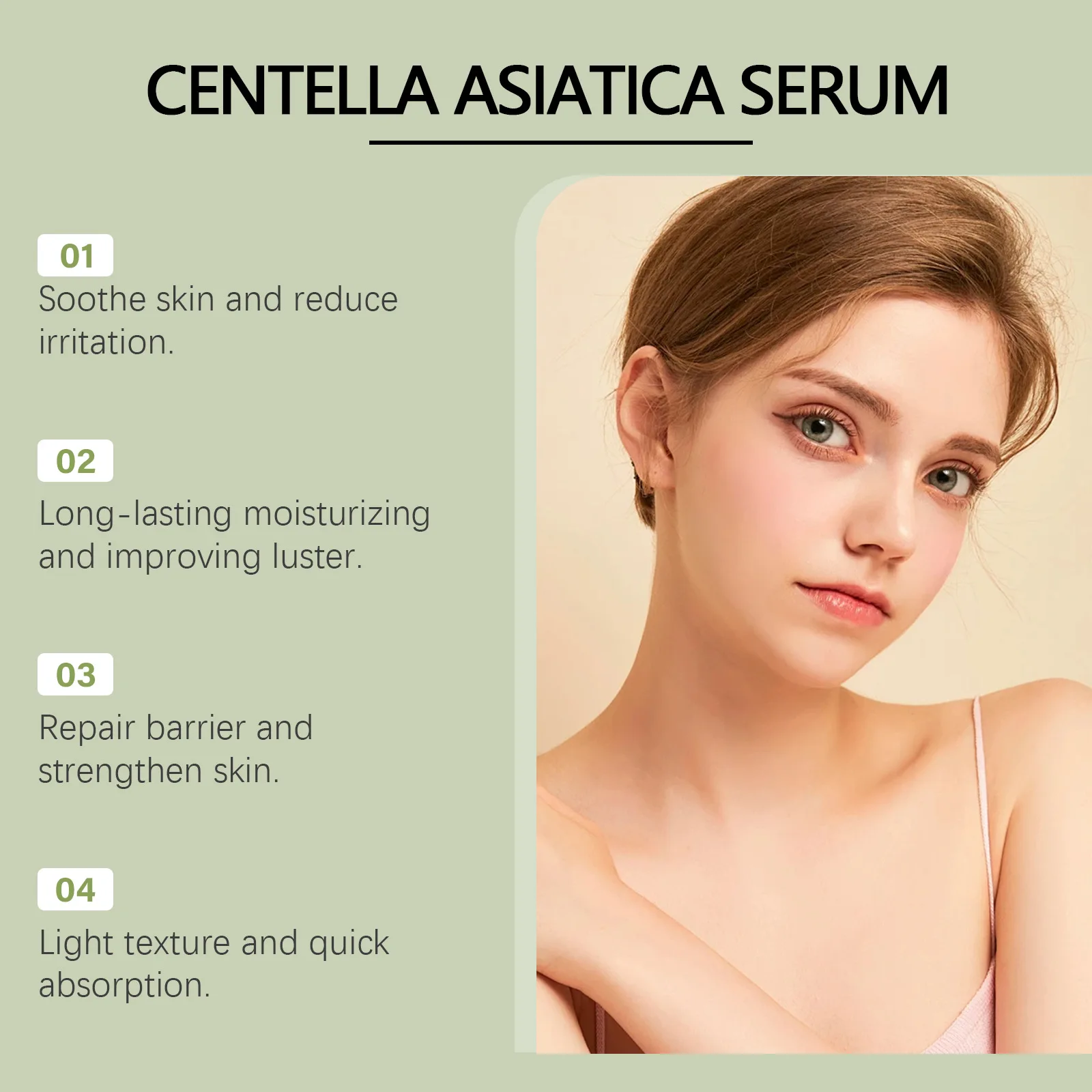 WEST MONTH Organic Face Skin Smoothing Moisturizing Hydrate Brightening Repair Strengthen Organic Centella Asian Extract Serum