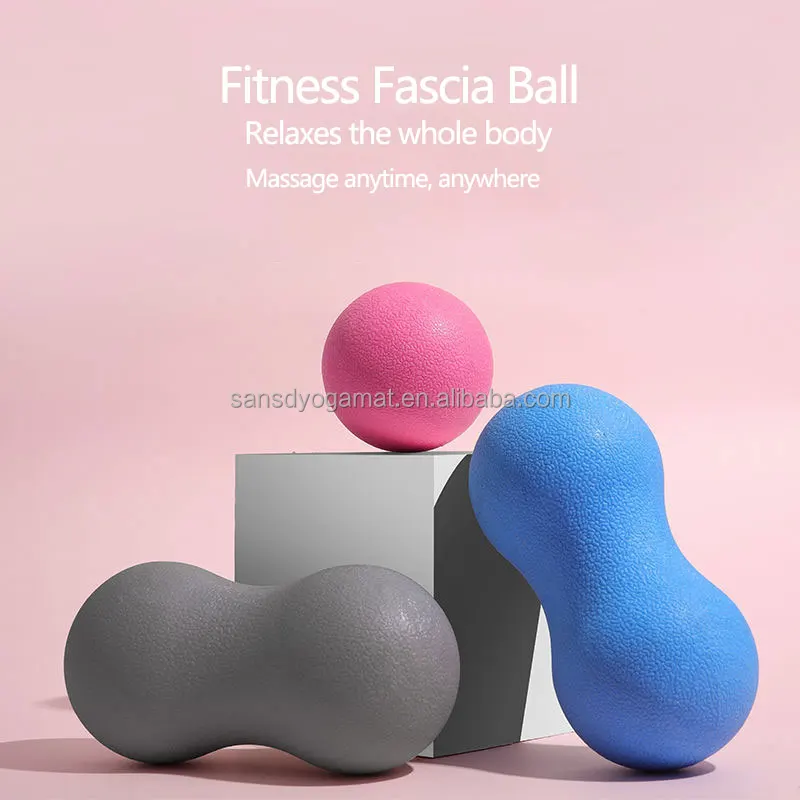 Sansd Yoga Roller Double Lacrosse Mobility Ball Myofascial Physical Therapy Deep Tissue Peanut Fitness Massage Ball Set