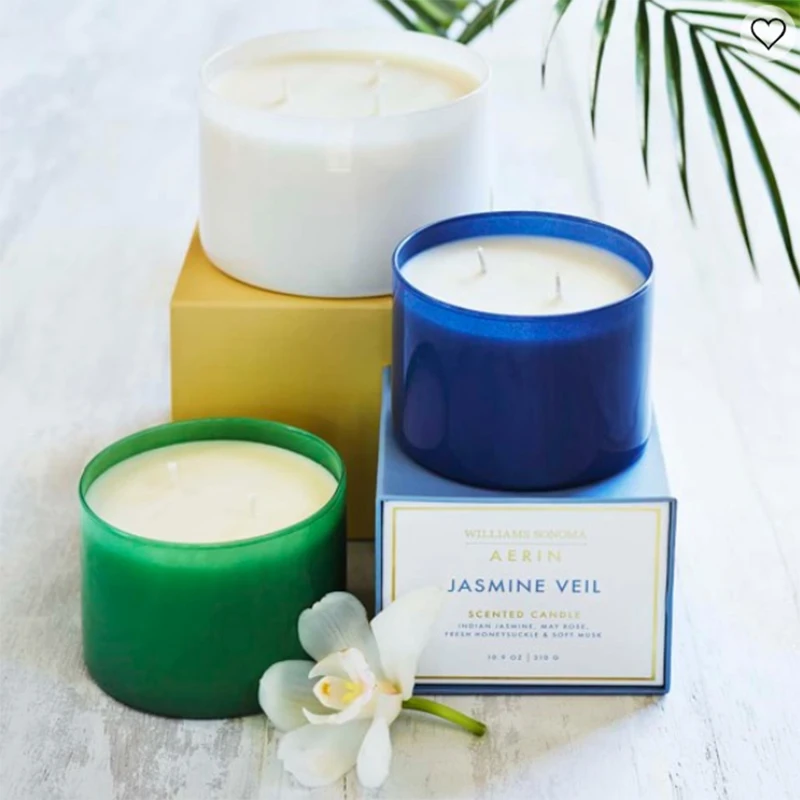 Scented candles gift set natural soy,Custom-made luxury two-core beeswax soy candles in stained glass jars