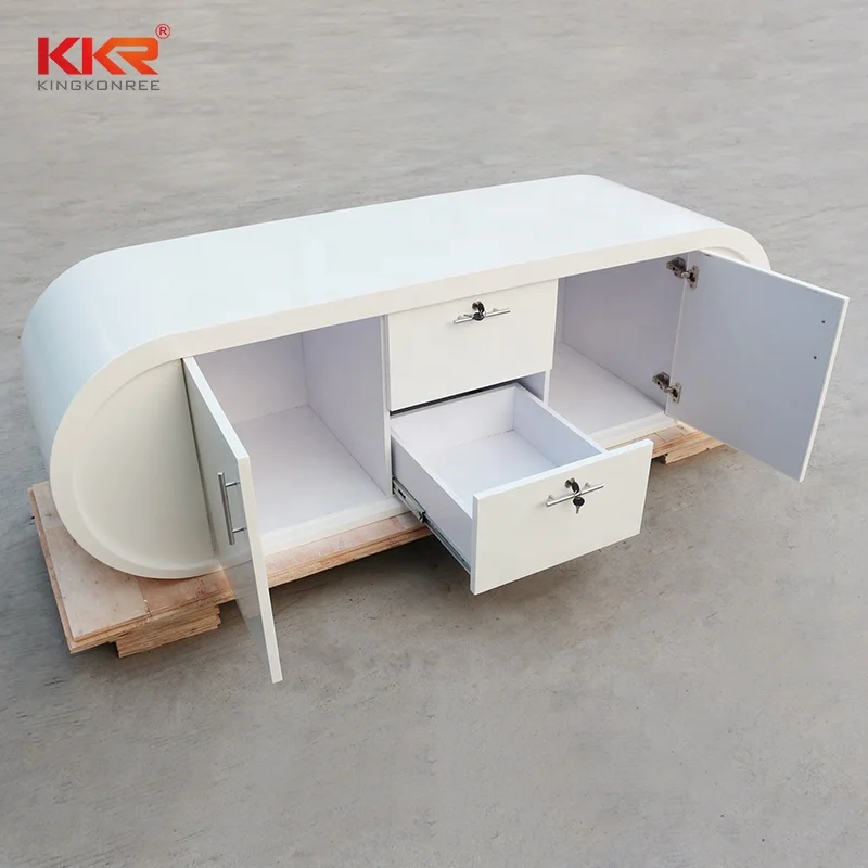 KKR Reception with Concrete Reception Counter Desk Office Reception Table Design