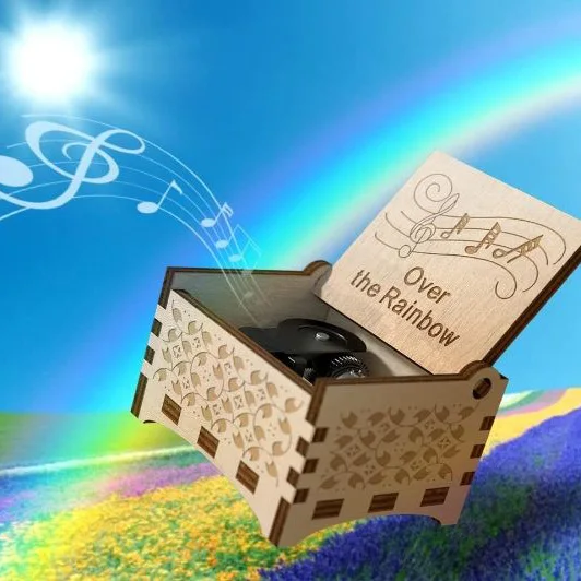 Wood Music Boxes Heart Shaped Laser Engraved Vintage Wooden Hand Crank Musical Box Gifts for Mothers Day