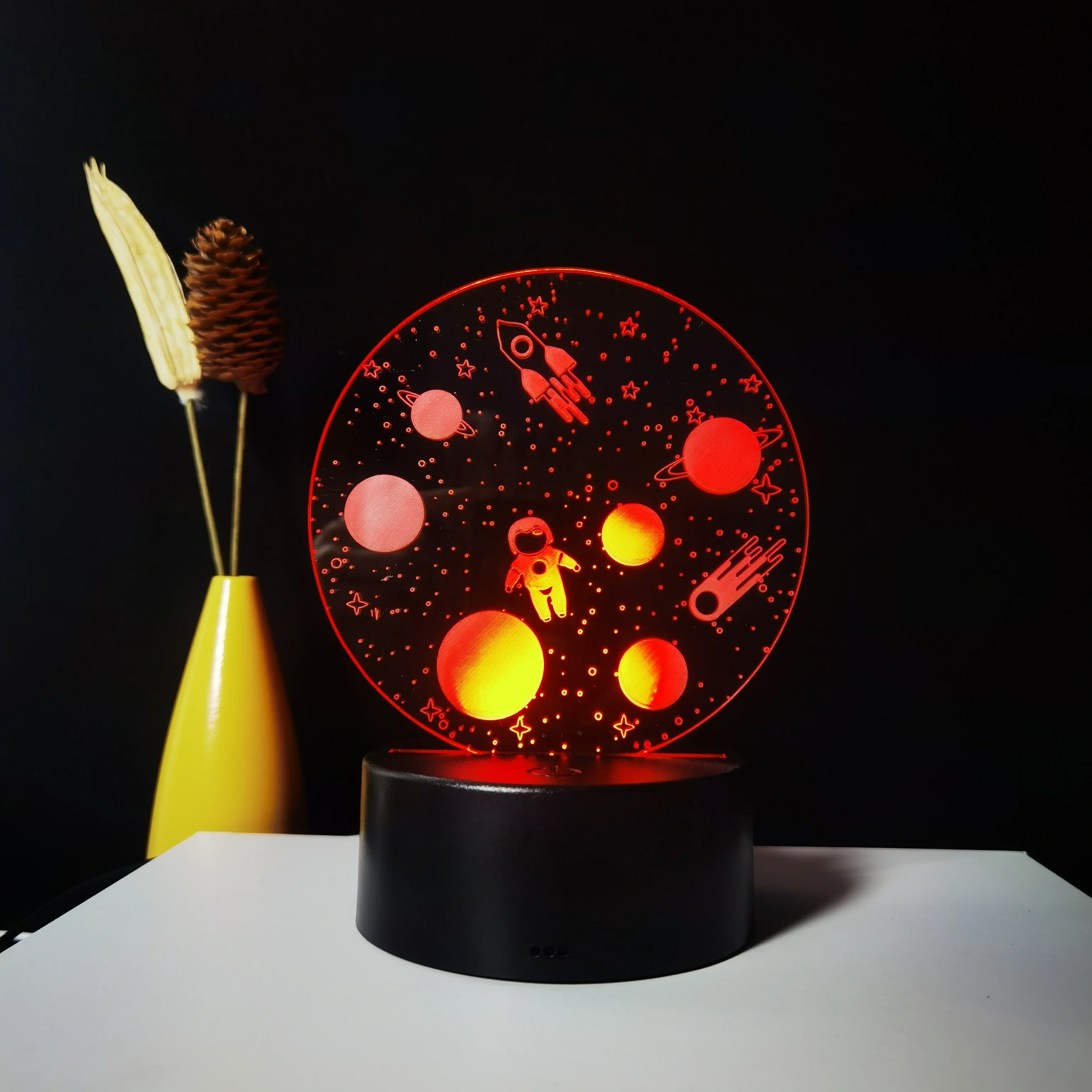 3D Art Night Lamp Luminous Colorful Led Night Lights Desktop Home Decor Remote Control Astronaut Tables Acrylic Lamp Bedroom
