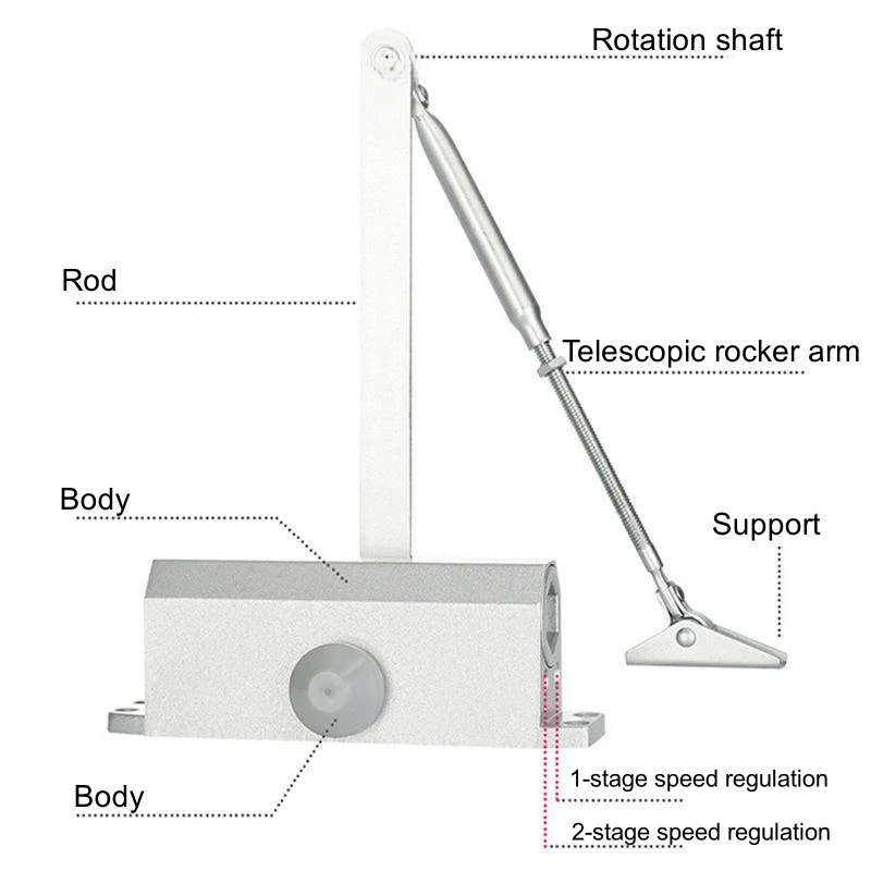Commercial Standard Magnetic Door Closer with Concealed Spring Adjustable Soft Closing Hydraulic Door Catch for Living Room