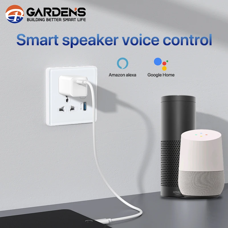 Garden Packing Customaizaed Tuya Smart Wifi Socket Plug EU Standard Dual USB Port Universal With WIFI 5 Holes Glass Panel