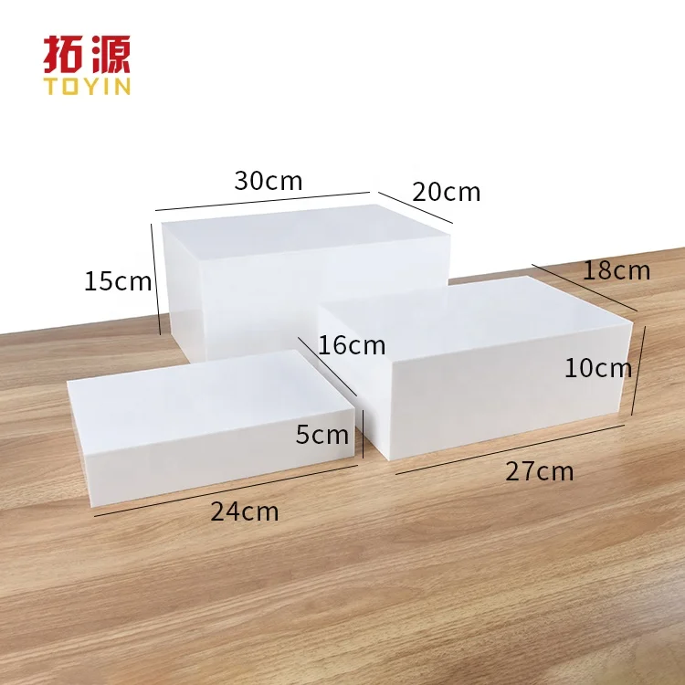 In stock Set of 3 piece Acrylic Food Display Buffet Riser Acrylic Riser Stand Food Pedestal Box Display