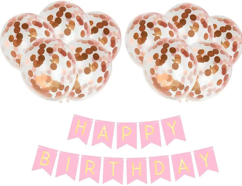 
12 inch Gold Rose Gold Confetti Balloons Latex Balloon Happy Birthday Party Decorations Supplies 