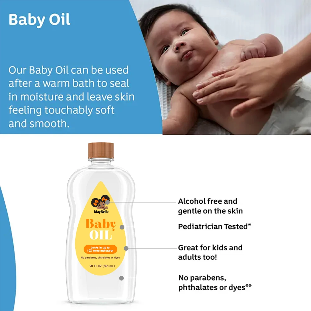 Private Label Enriched With Shea & Cocoa Butter Moisturizing And Whitening Baby Oil Hypoallergenic Baby Oil For Skin