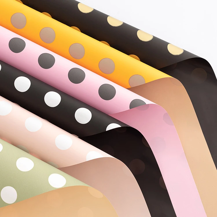 Flower Prapping Paper Packing Double Sided Colorful Paper Dots Wedding Flowers Wrapping Paper