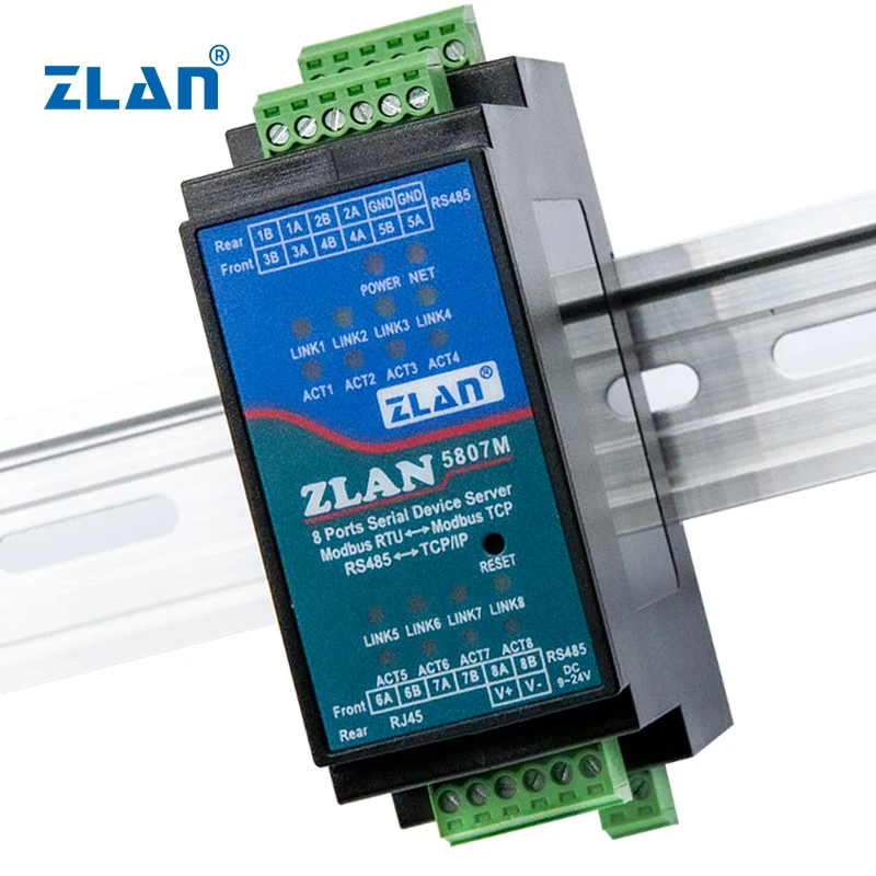 serial RS485 to RJ45 small size guide rail 8 port rj45 serial server