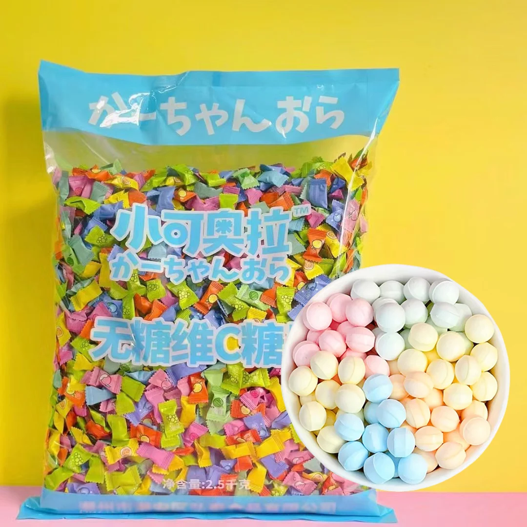 Hot selling fresh breath sugar free vitamin C lemon candy fruit press candy  mint candy vitamin c buccal tablets