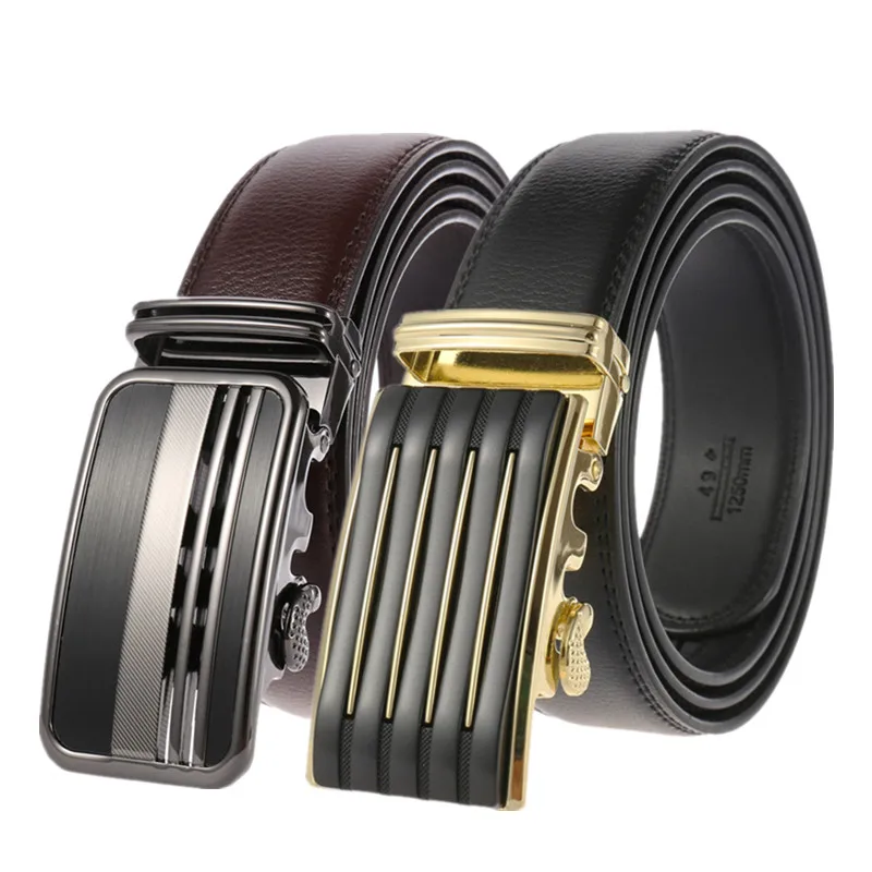 LQbelt Automatic Buckle Belts Genuine Leather Belt For Men OEM Factory Custom Logo Ratchet Belts LQ1909155