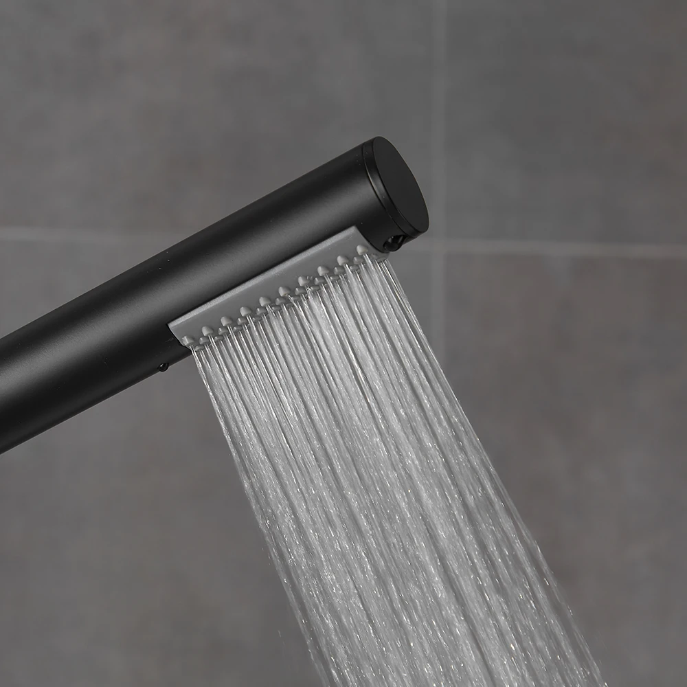 Black Led Free Standing Floor Mount Bathtub Faucet Shower Mixer Faucet Tub Spout With Shower Head