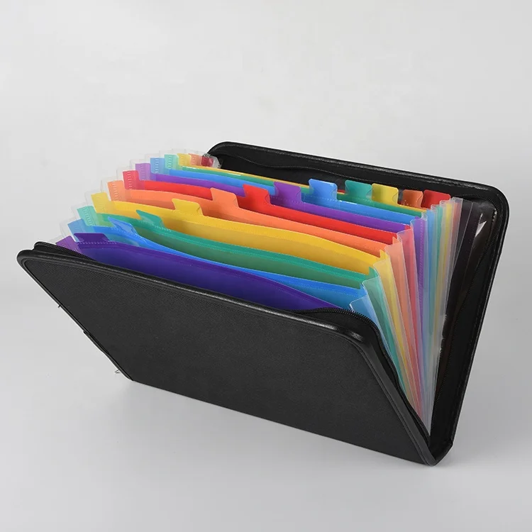 Heavy Duty A4 PU Leather Expanding File Folder 12 Pockets Zipper Portfolio Document Organizer Presentation Folder