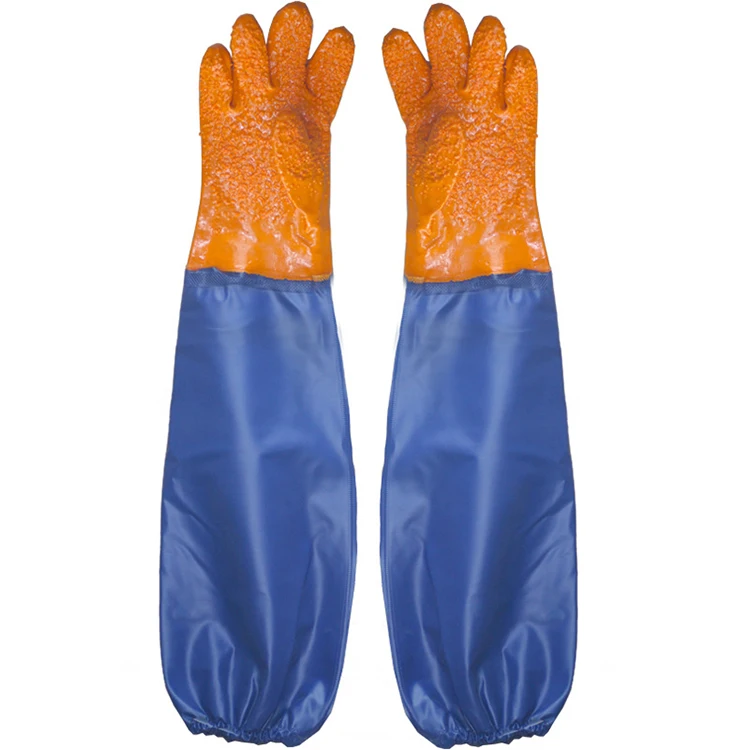 Hot Selling Heavy-Duty PVC Gloves Elbow Length Acid Alkali Resistant Waterproof Oil Industrial Work Gloves Cotton Kitchen