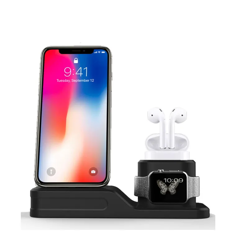 Силиконовая зарядная станция 3 в 1 для iPhone iwatch airpods по оптовой цене