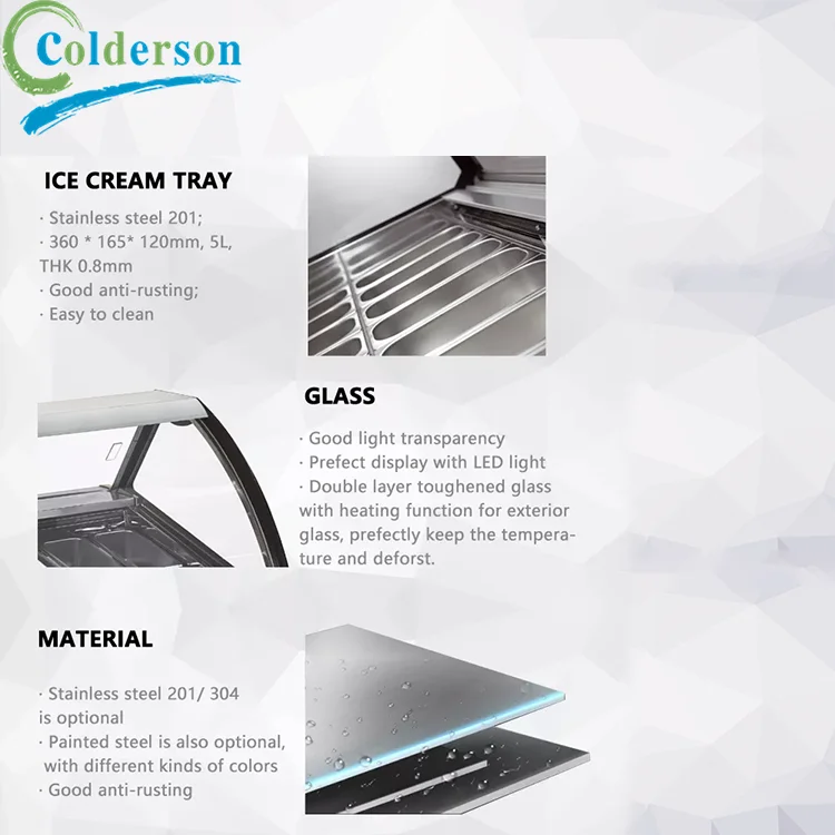 2022 Heda Curved Glass Door Ice Cream Chest Freezer Fridges Ice Cream Display Freezer Showcase