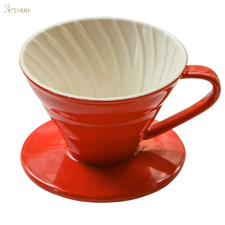 V1 V2 Wholesale Multi Color  Portable Pink Ceramic Porcelain Coffee Dripper Filter