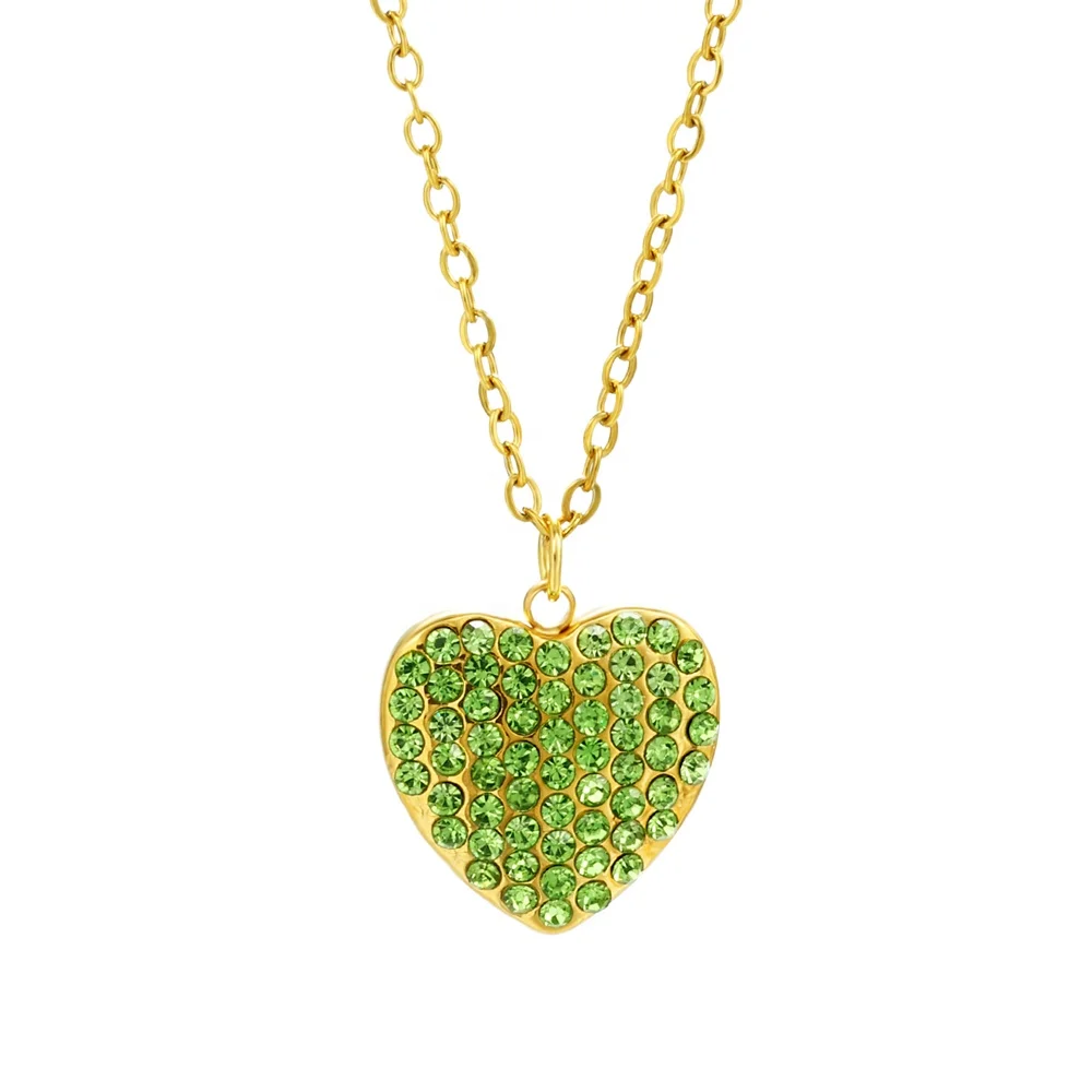 2024 New fashion jewelry hot sale Pendant 18k plated gold Stainless steel love colored diamond pendant necklace for woman