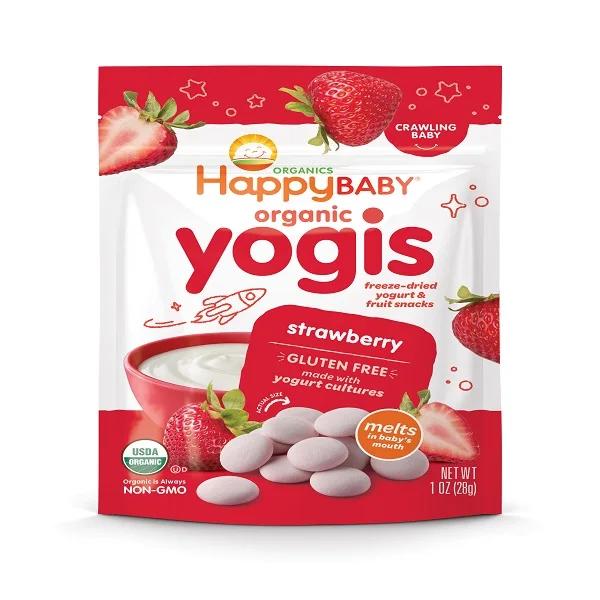 Gluten Free Organic Yogis Freeze Dried Yogurt & Fruit Strawberry Easily Melt Baby / Toddler Snack