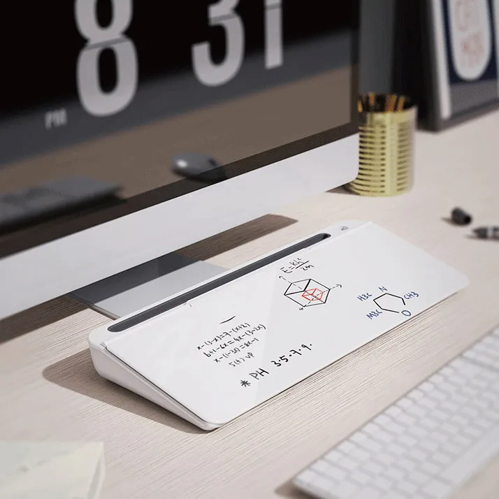 Home Office School Supply Computer Matched Dry Erase Desktop Keyboard Glass Whiteboard With Organizer