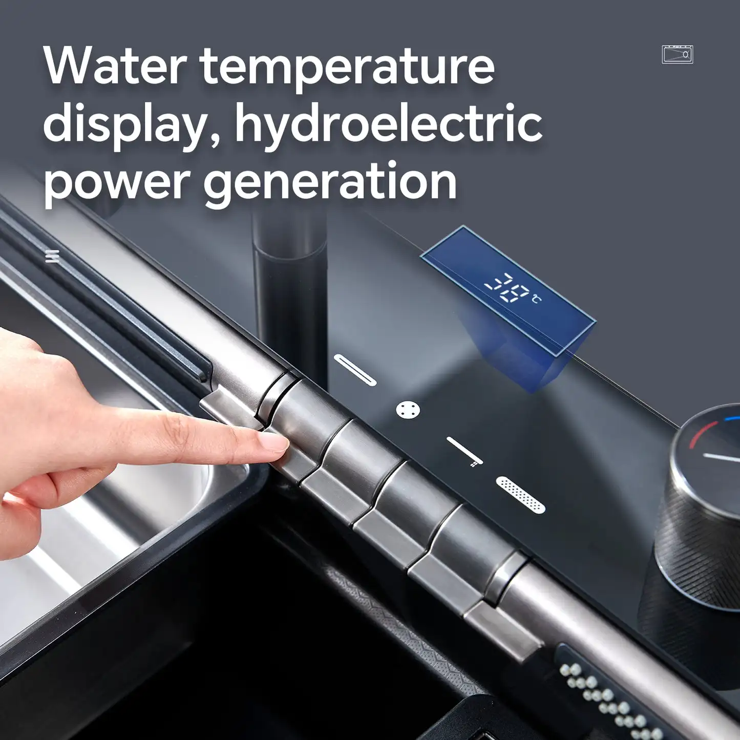 LED Digital Display Rainfall Kit Pia De Cozinha Inox Kitchen Sink Piano Key Nano Modern Smart Double Waterfall Kitchen Sink