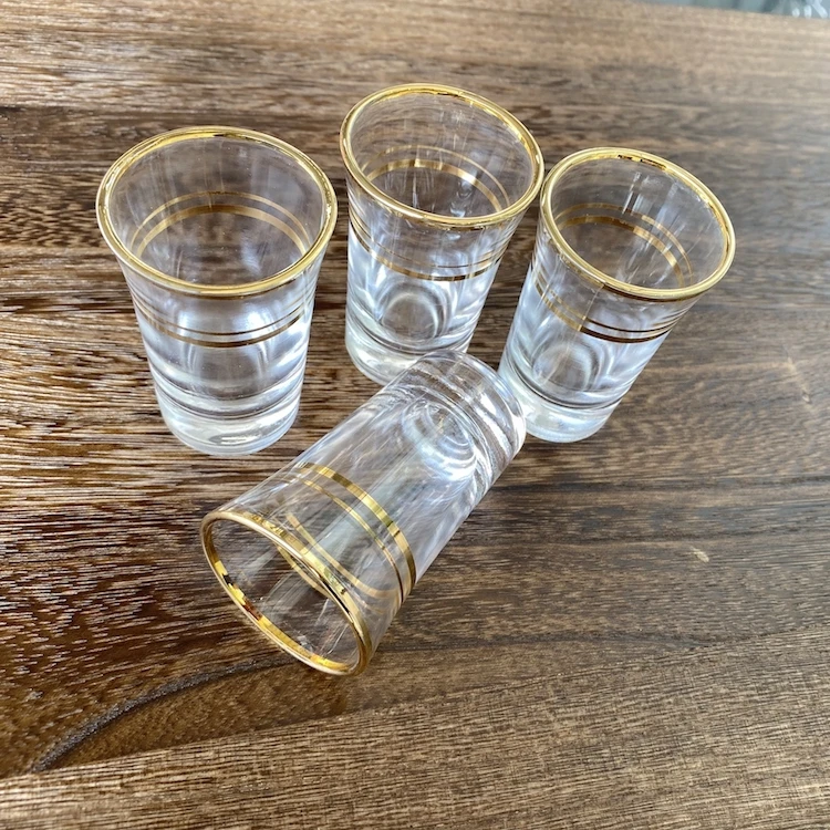 1 oz Customized Logo Printing Heavy Bottom Gold Rim Shot Glass Cup