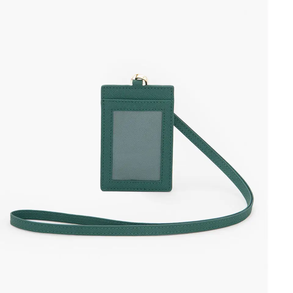 2023 New Design Slim Custom Multi Color Leather Square Work Id Card Set Leather Id Card Holder ID Name Work Card Badge Holder