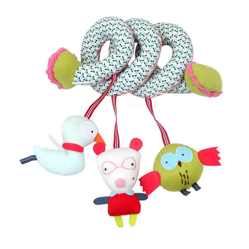 Wholesale soft newborn baby rattles cute animal hand bell flashing baby rattle toy