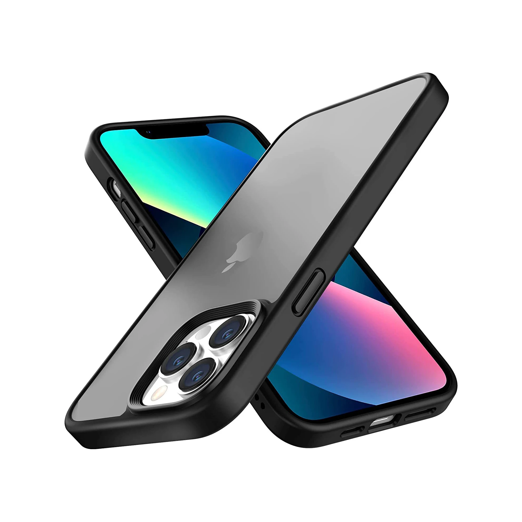 Matte Smoke With Rubber Painting TPU PC Shockproof Protection for iphone 13 Pro Max Metal Keys For iPhone 14 Case Cover