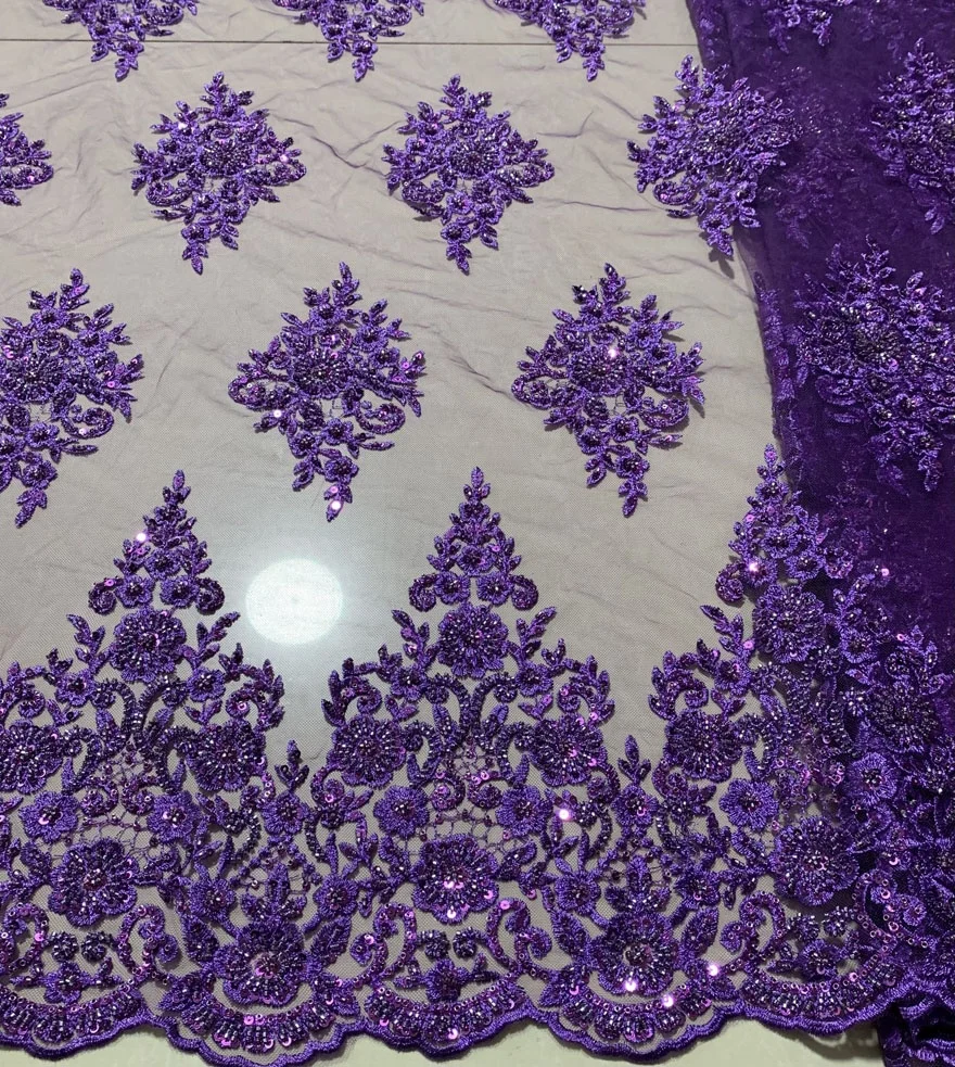 Новейшая модная свадебная вышивка бисером Тюлевое полотно для платьев оптовая продажа кружевная ткань