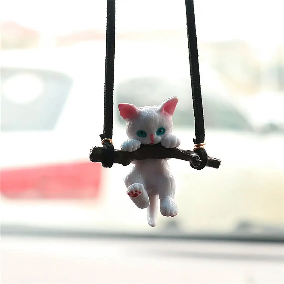 Resin Cute Cat Rearview Mirror Car Accessories Creative Pendant Auto Parts Decoration