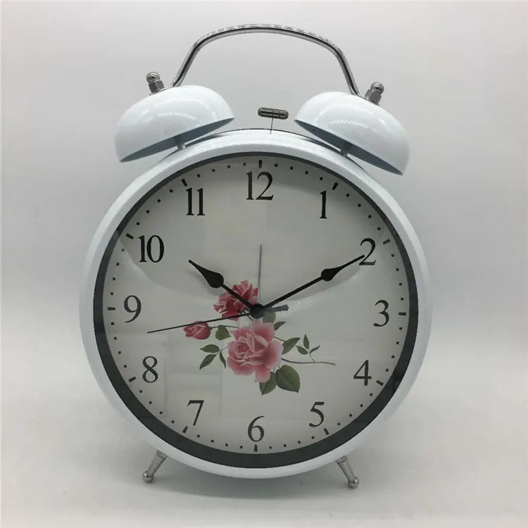 big size twin bell beating alarm quartz analog desktop ringing clock