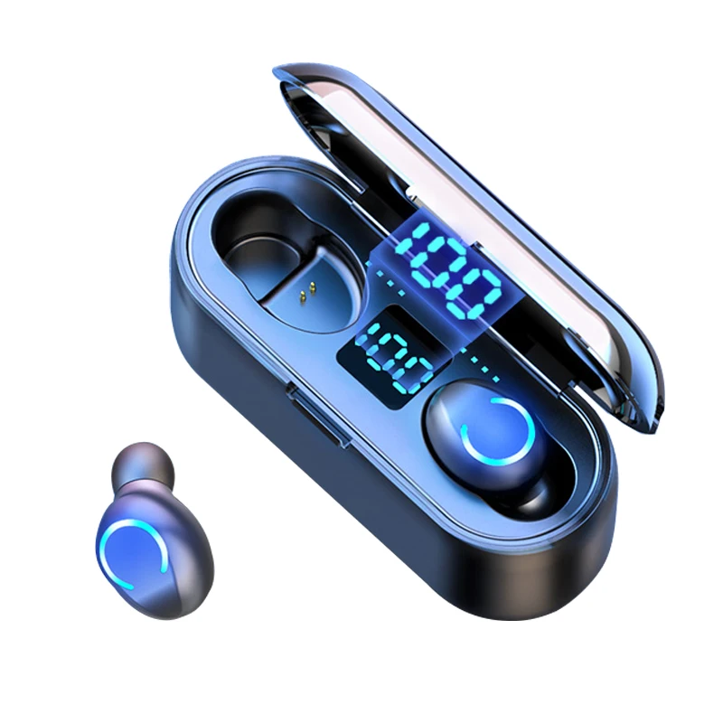 2021 Best Noise Cancelling TWS BT Headphones F9C Cheap Sports LED Earphones Wholesale F9 Wireless Earbuds Headsets