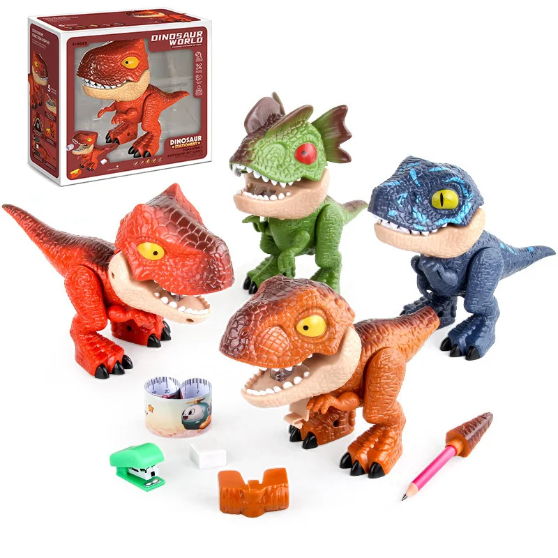 Wholesale Hot Sale Custom Student Stationery Set Kindergarten Child Dinosaur Animal 5 in 1 Stationery Toys For Kids Gifts