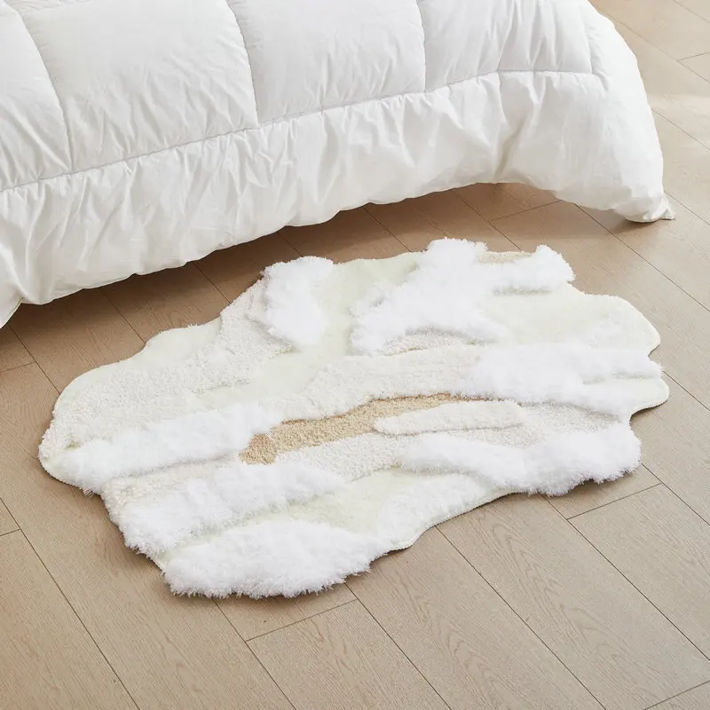 New Custom Plush Thickened Cream Wind Carpet Geometric Shapes Bedroom Carpet That Can Be Machine Washed For Home Use
