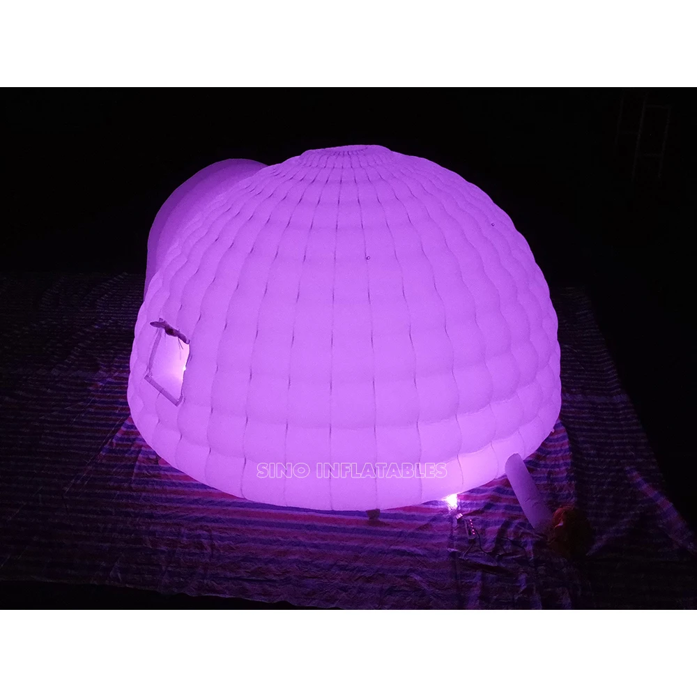 5m Dia movable white blow up inflatable igloo dome tent with LED light for night backyard parties from China inflatables factory