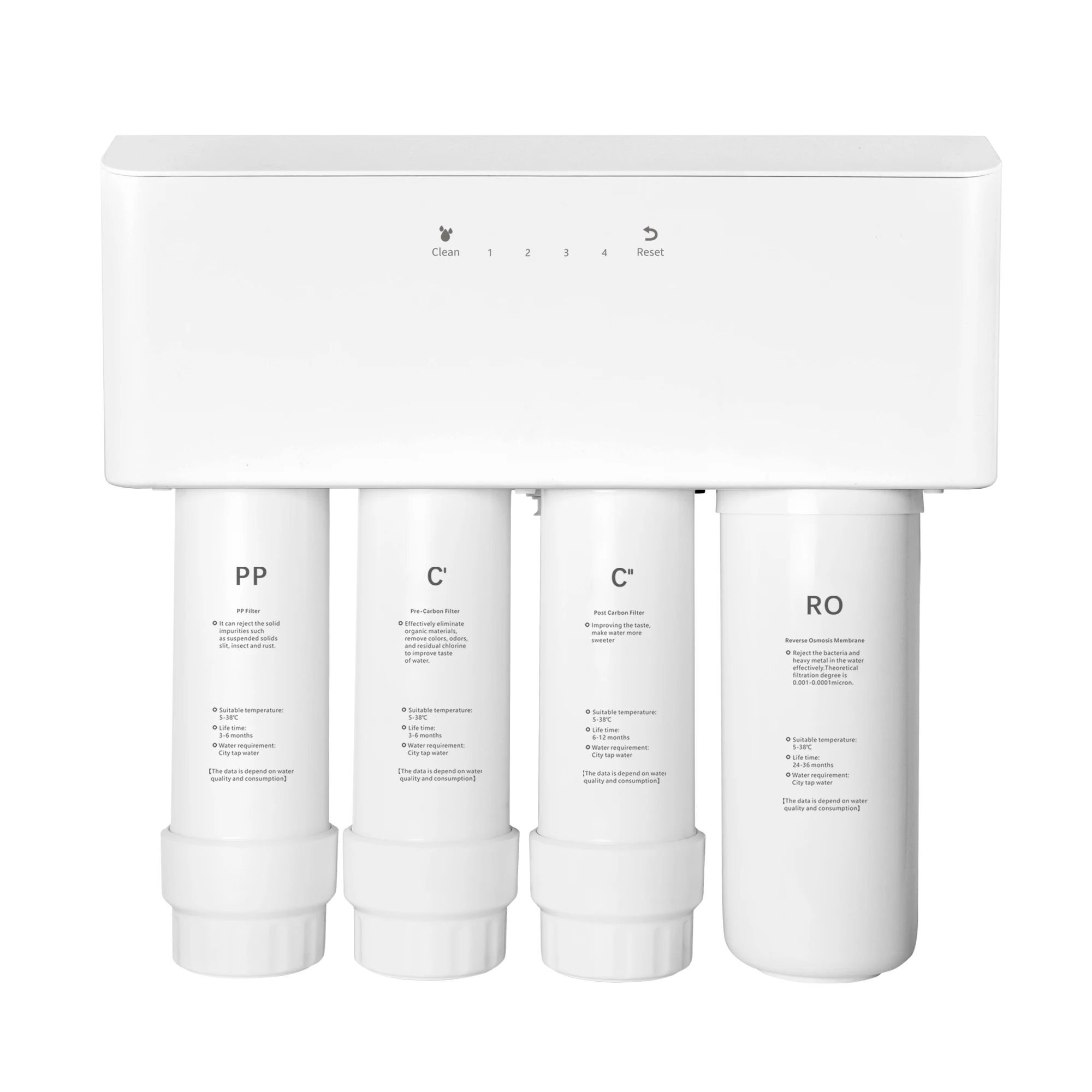 600G 4 stages touch screen household undersink reverse osmosis pure drinking alkaline ro water purifier