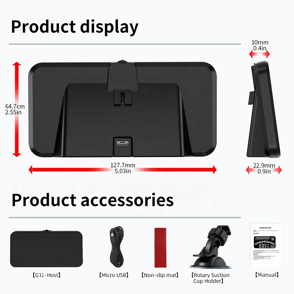 WiiYii 2024 New Auto Diagnostic Tool Heads up Display GPS Digital Speedometer blue HUD G12 for motorcycle truck