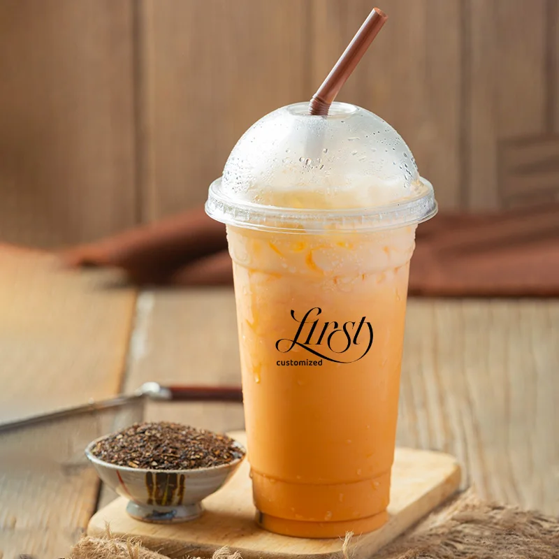 LOKYO Wholesale take away transparent pet 16oz disposable milkshake yogurt boba bubble tea plastic cup with logo