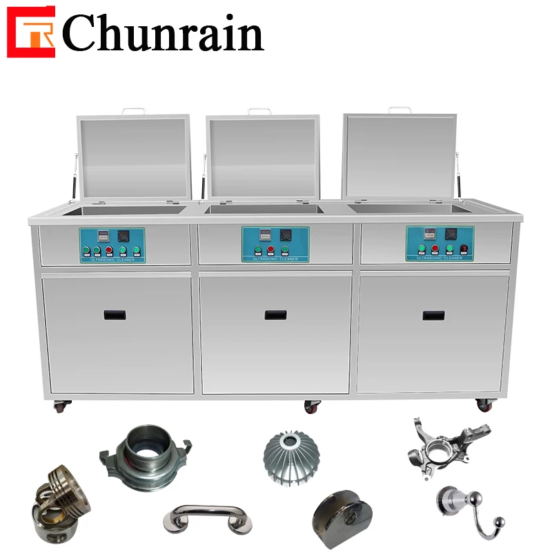 Multi-Tank Ultrasonic Cleaning Machine for aluminium alloy bearings degreasing with rinsing drying CR-3072GH 135L