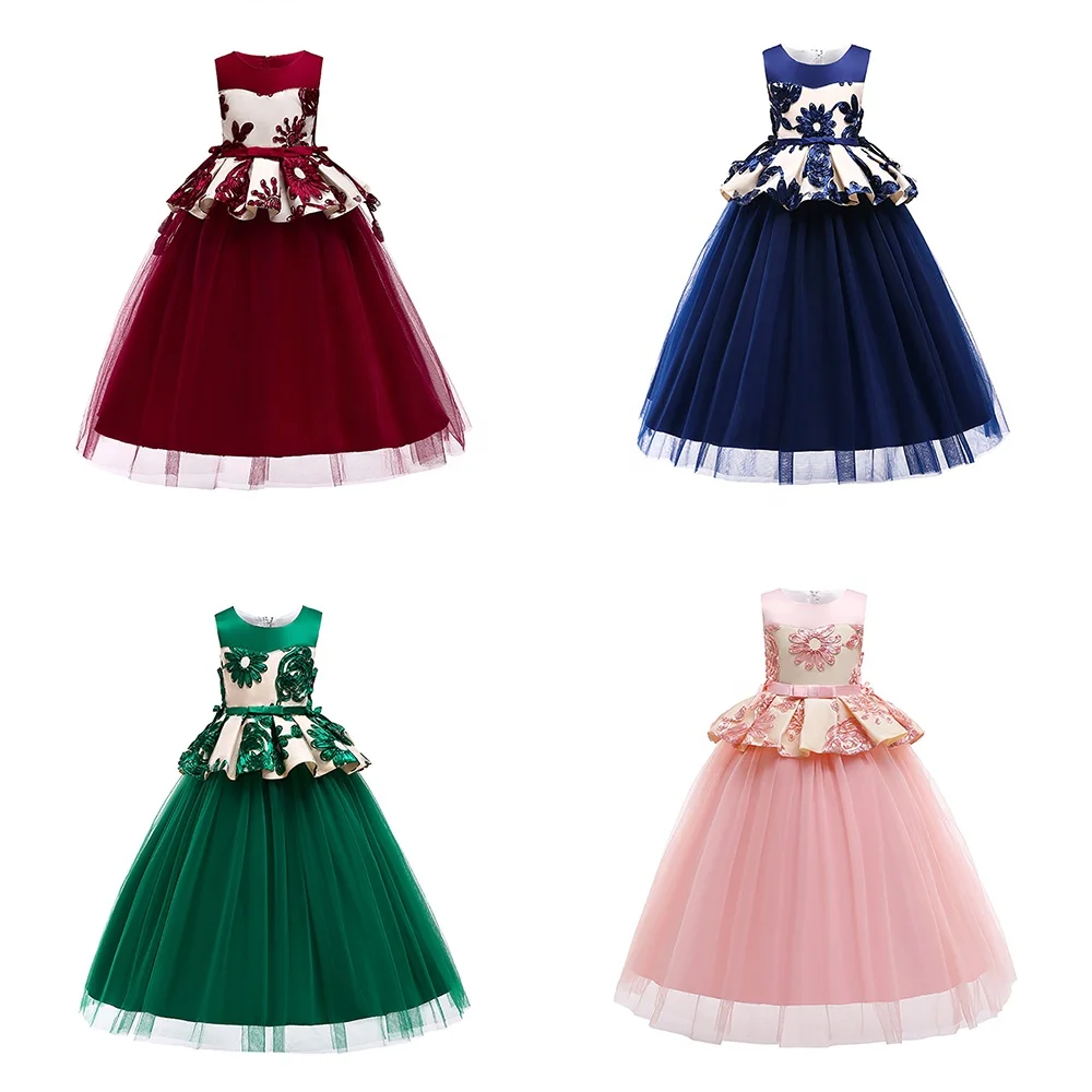 wholesale high quality latest flower party frock designs baby girl evening stylish party dress
