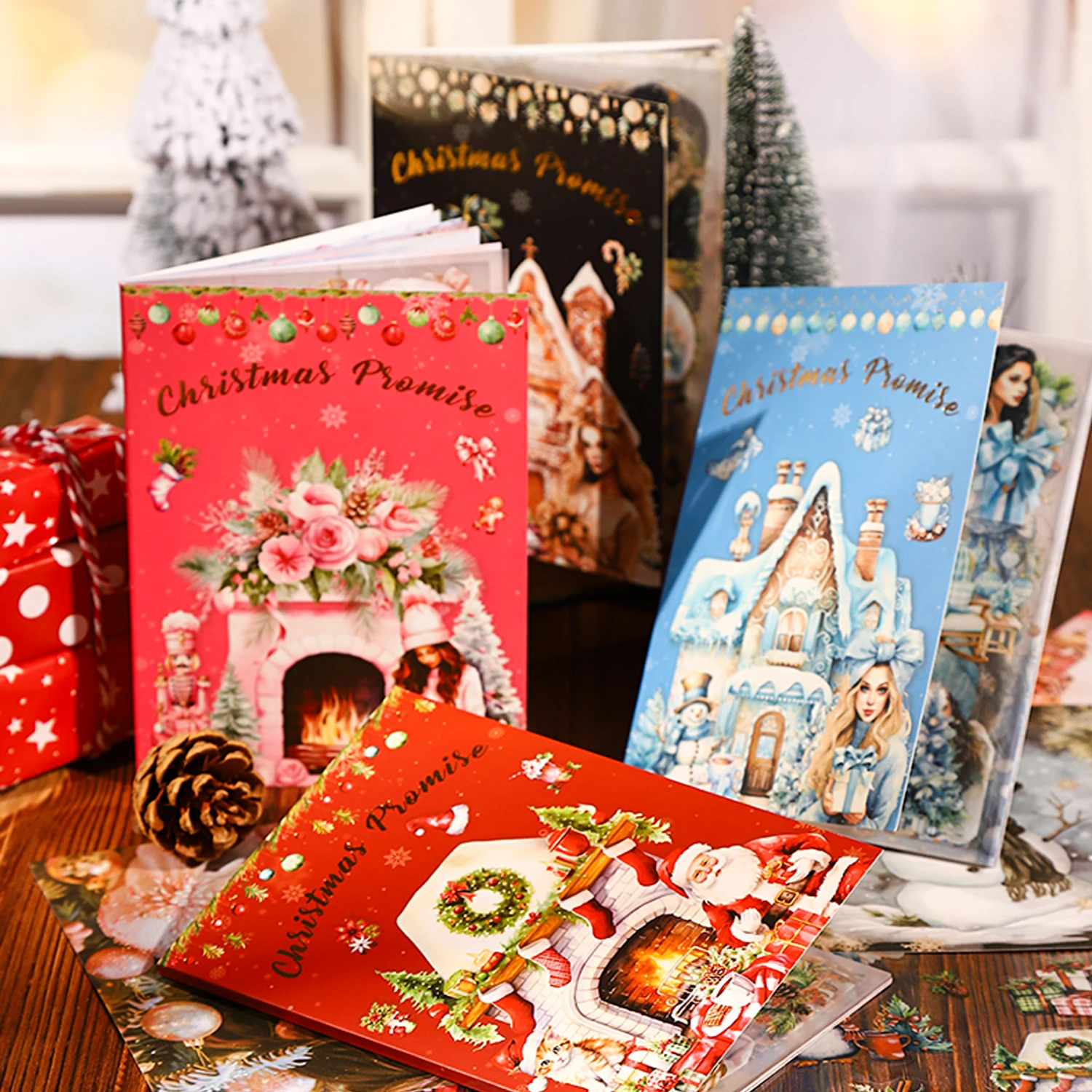 Christmas Series Kawaii Girl Shell Light Waterproof Laser Glitter Sticker DIY Sticker Book Cartoon Style Notebook Decals Laptop