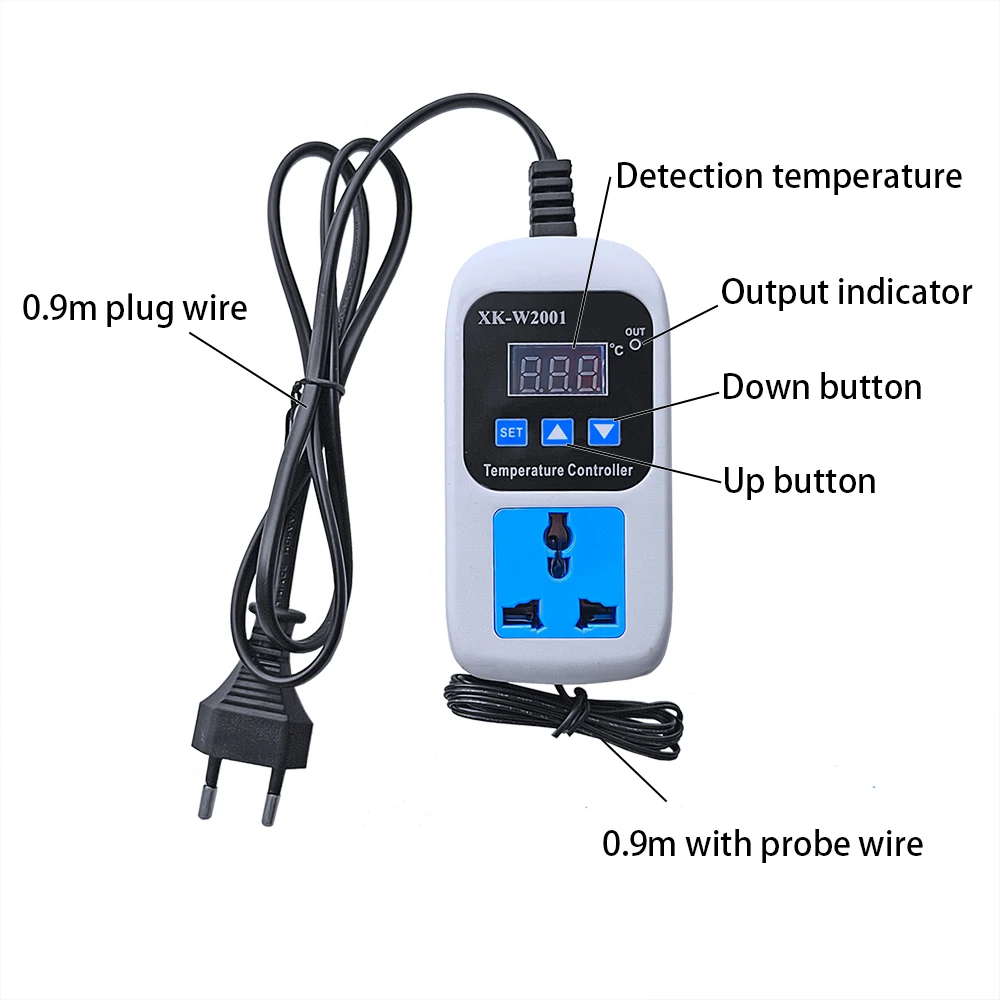 W2001 Electric Heating Cooling Thermostat Switch 220V Reptile LCD Display Digital Thermostat Temperature Controller