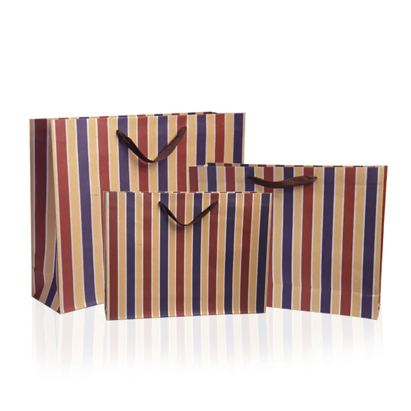 Luxury Design Orange Printed Large Handle Customised Paper Shopping Bag with Logo