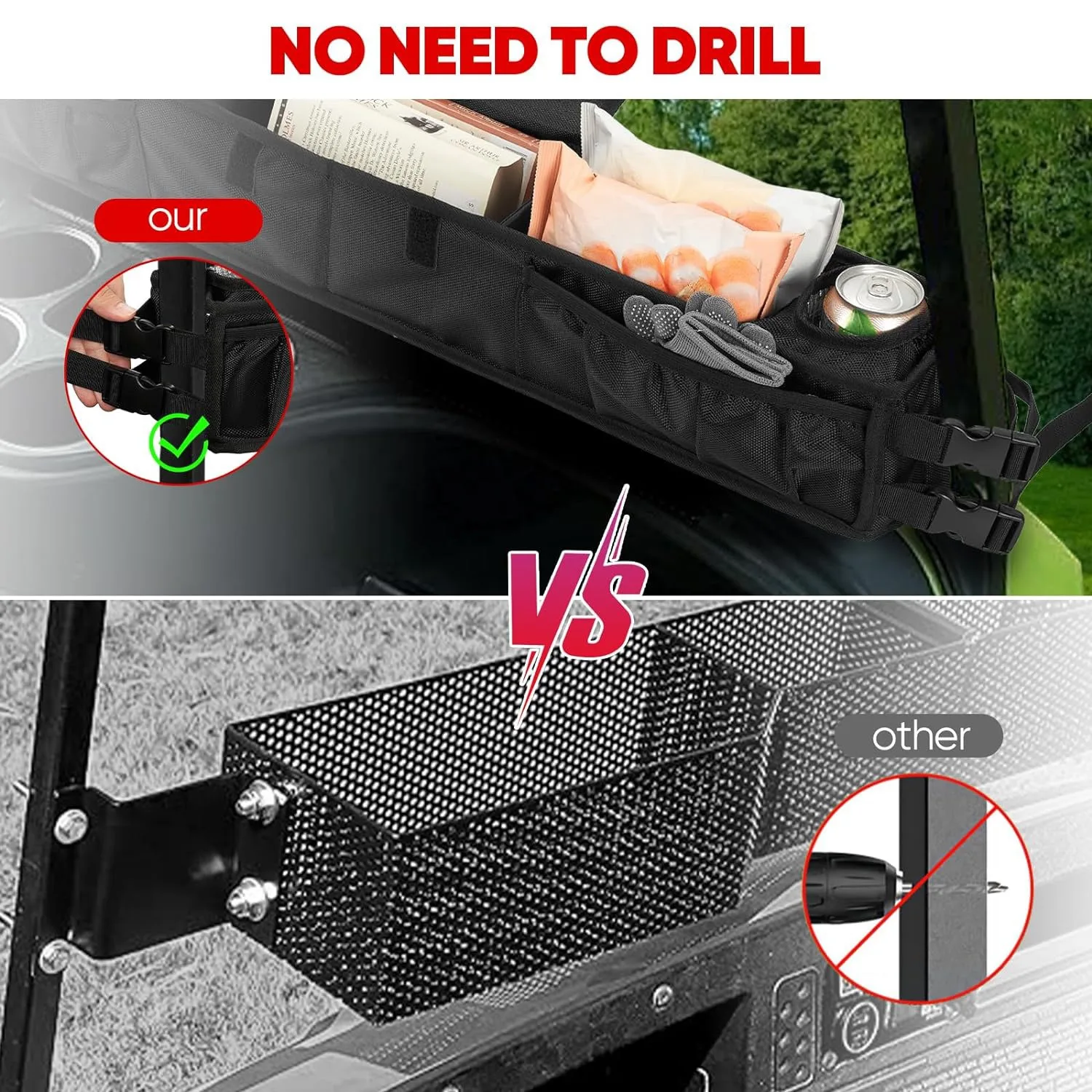 Golf cart front storage basket  storage rack Golf bag cart accessories frame  Latest Design Fordable Golf Car Trunk Accessory