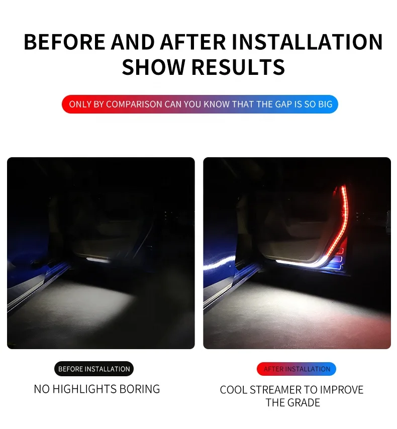 Led Car Door Warning Lights 120cm Anti-collision Strobe Flashing Safety Lamp Streamer Decorative Atmosphere Ambient Light 12V